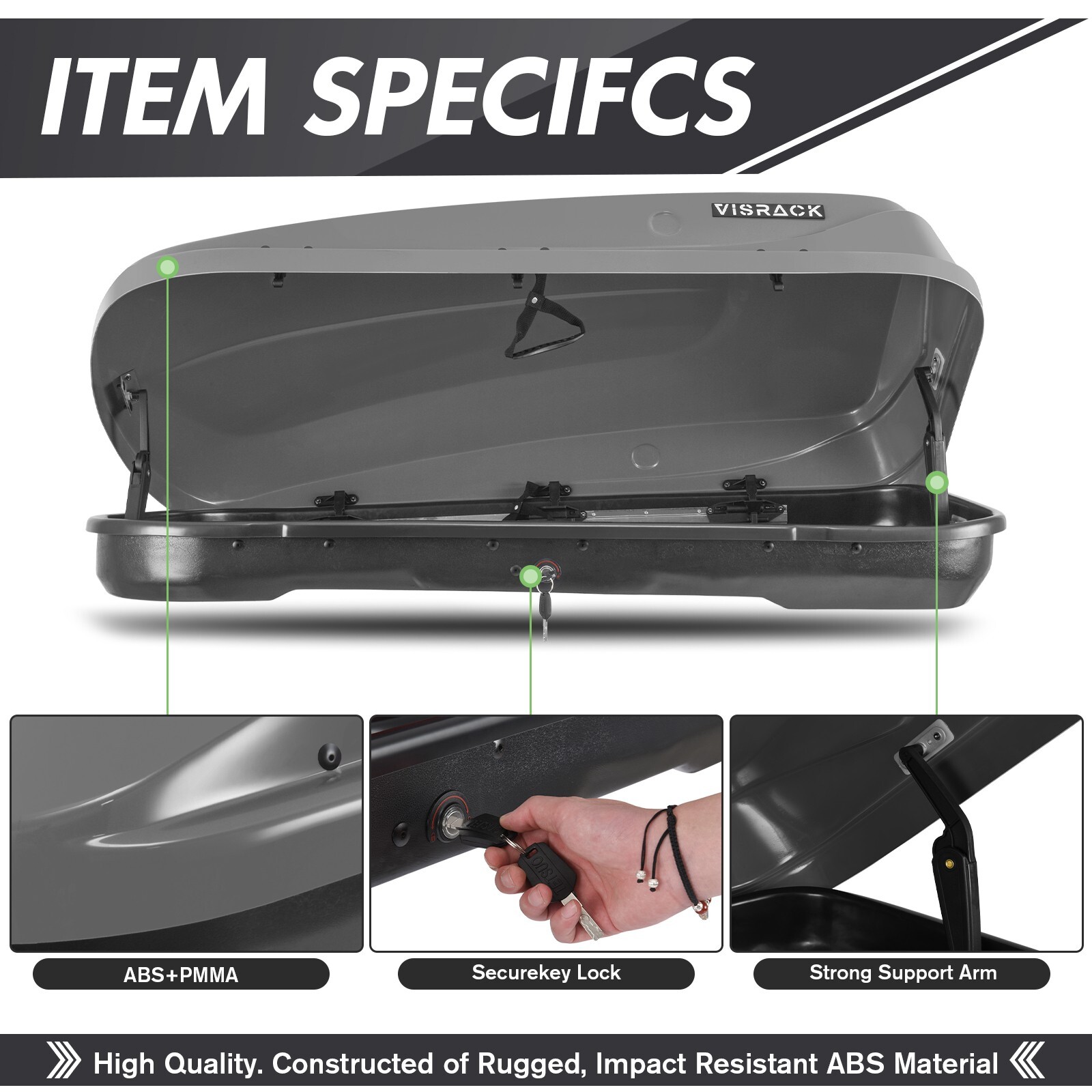 13 FT ³ Rooftop Cargo Box Luggage Carrier w/2 Keys,Both Side Open Easy Install