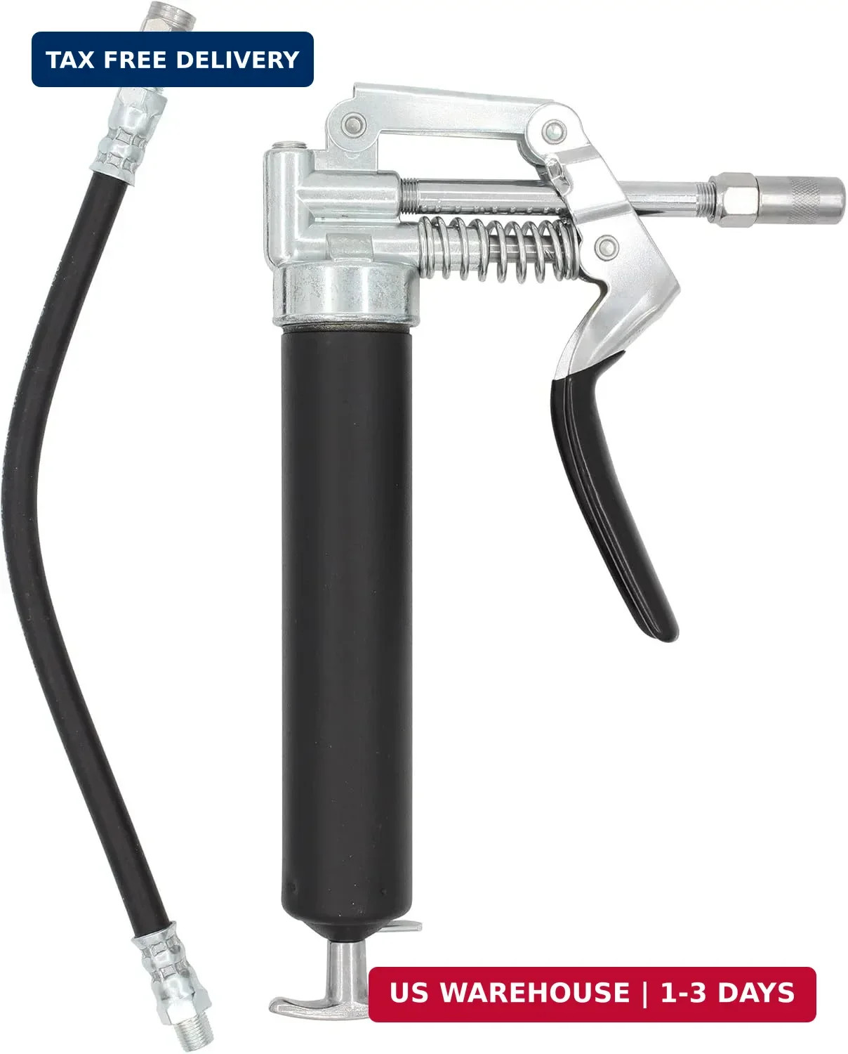 LubriMatic 30-800 Heavy Duty Mini Grease Gun w/ Pipe and Hose, Black/Silver