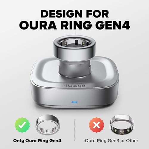Ring Chager Compatible with Ou-ra Ring4, Fast Charge for Ou Size 8 Silver Grey