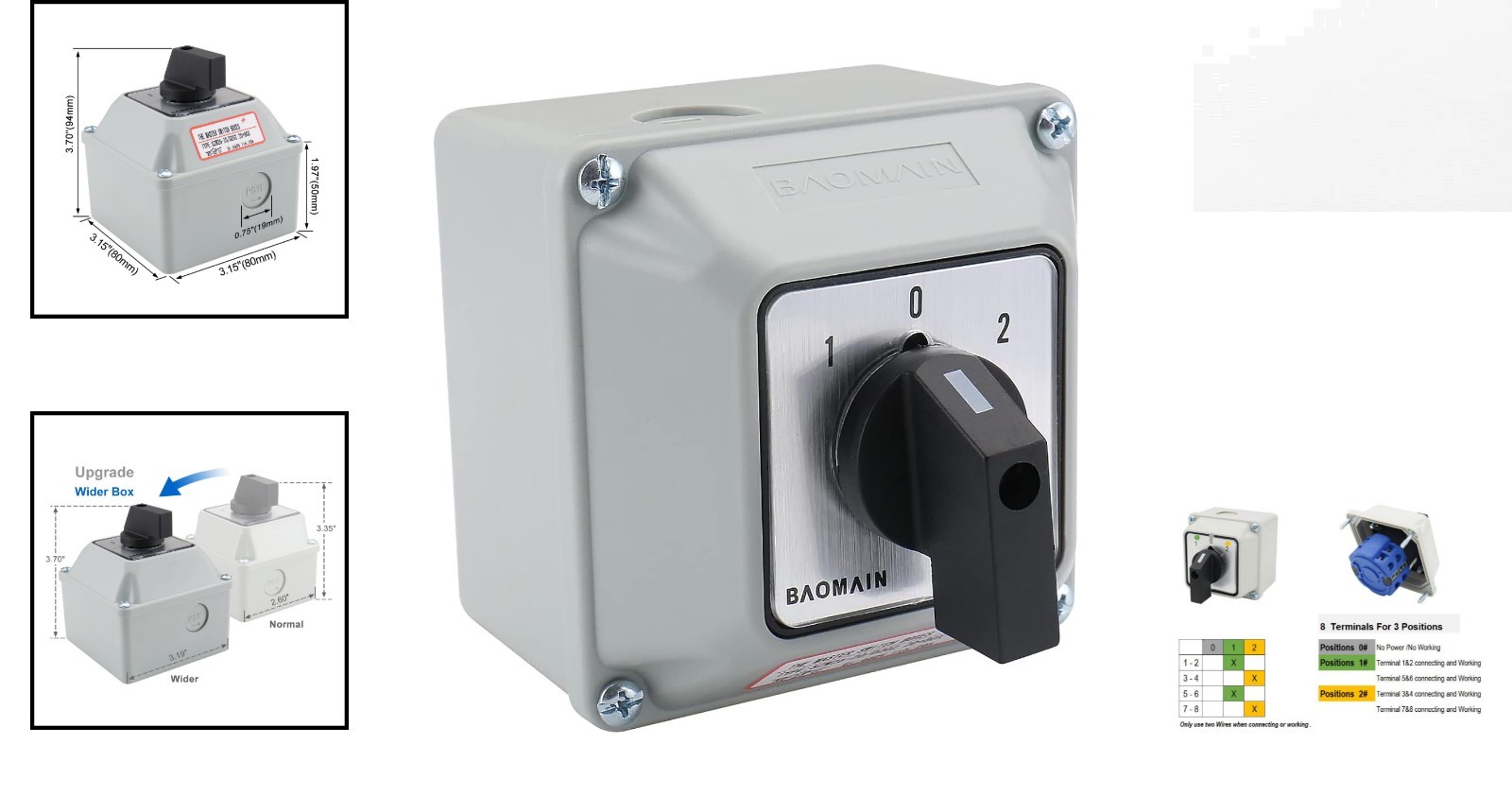 Versatile 8-Terminal 20A Rotary Changeover Switch for Motor & Generator Control