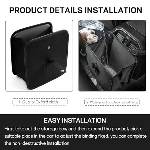 Foldable Car Trash Can, Waterproof Leakproof Hanging Auto Garbage Can, Large