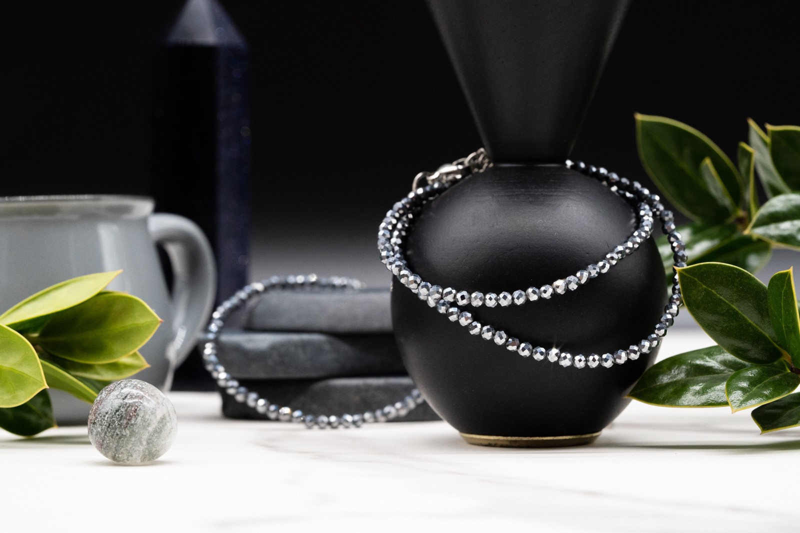 Hematite Crystal Sparkling Faceted Seed Beads Crystal Bracelet