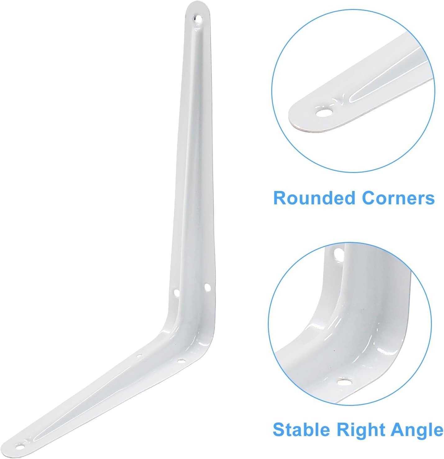 12 Pack White Shelf Brackets 8 Inch Heavy Duty L Bracket Right Angle Bracket ...