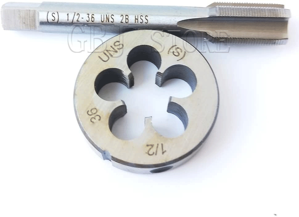 1/2-36 Tap And Die Set, UNS Machine Thread Tap And UNS Round Thread Die Right