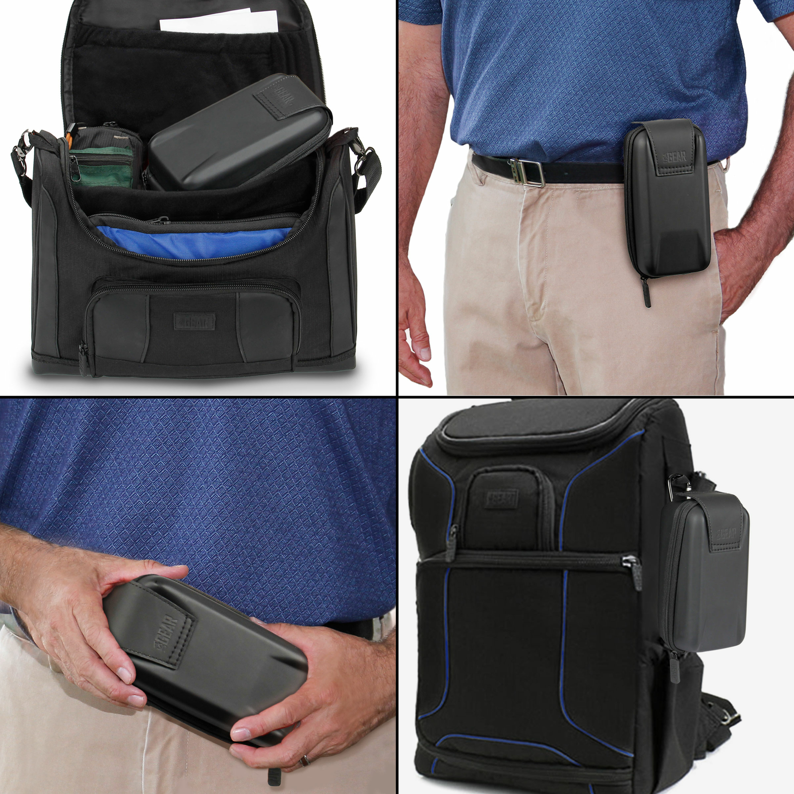 USA GEAR Hard Shell Glasses Case - Rugged Hard Case with Belt Loop - Black