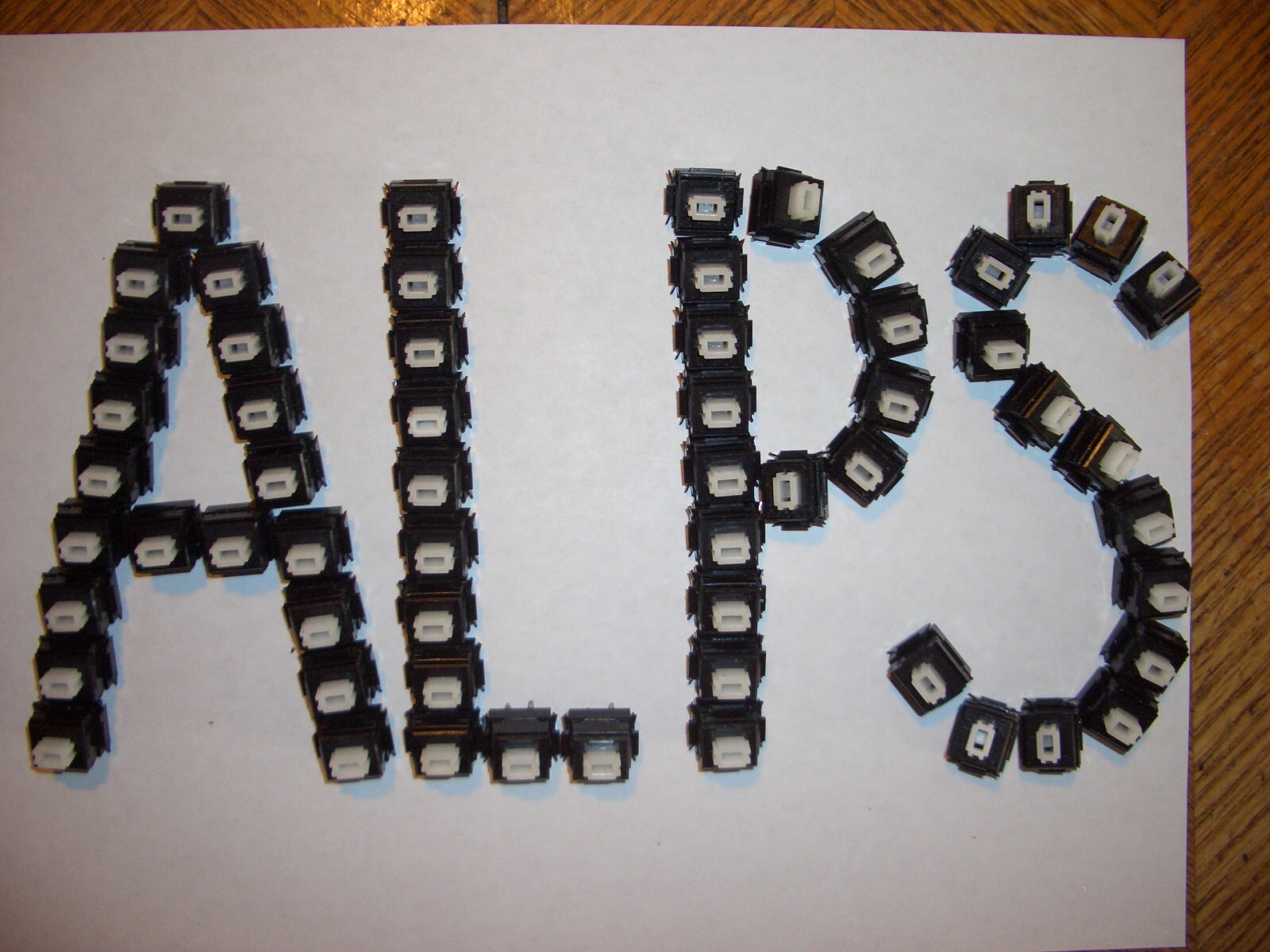 ALPS KEYSWITCHES:  SKCM WHITE "CLICKY" LOT-OF-FIVE SWITCHES  $9.50 +  $5.25  S/H