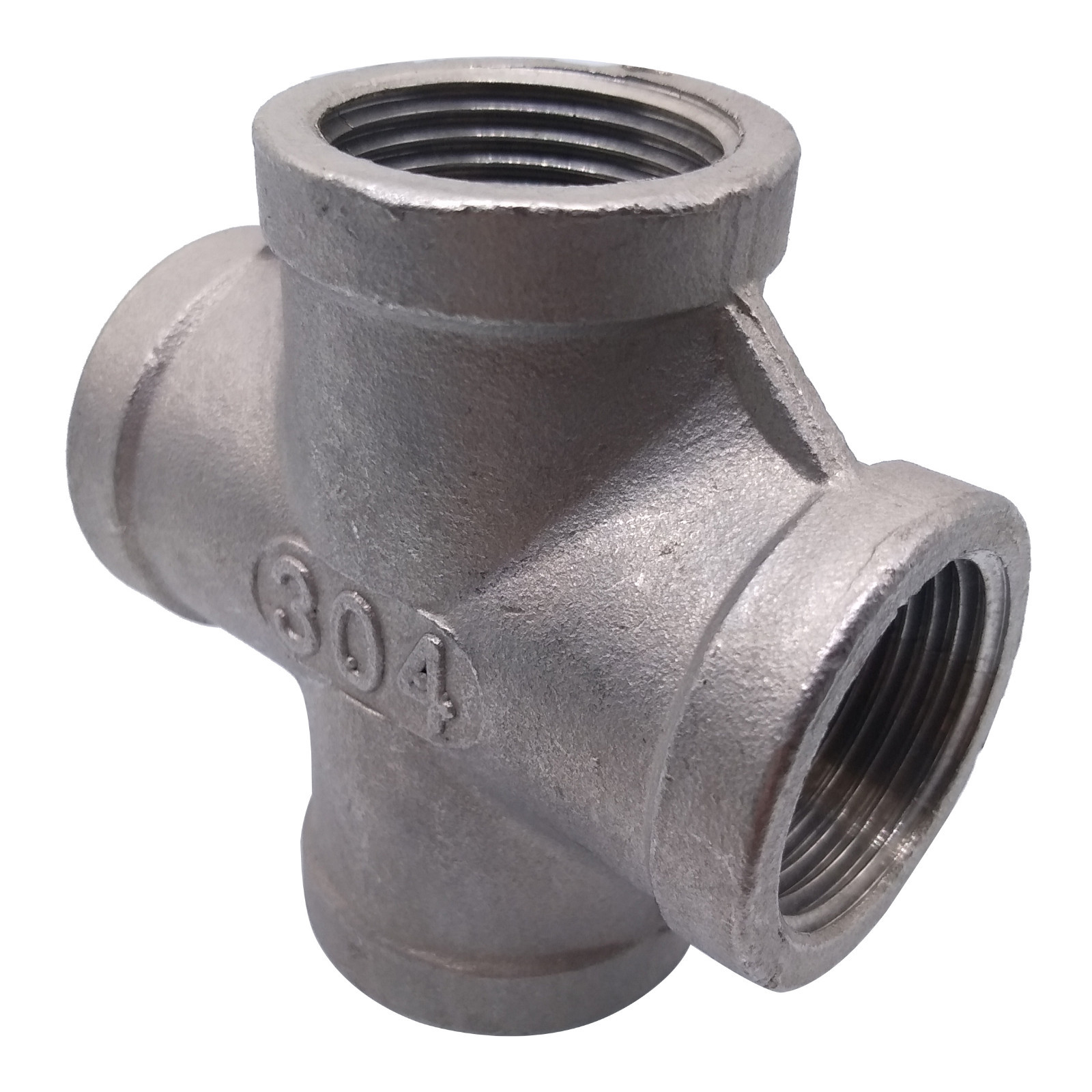 3/4" Thread 4 Way Female Cross Coupling Connector SS Pipe Fitting NPT