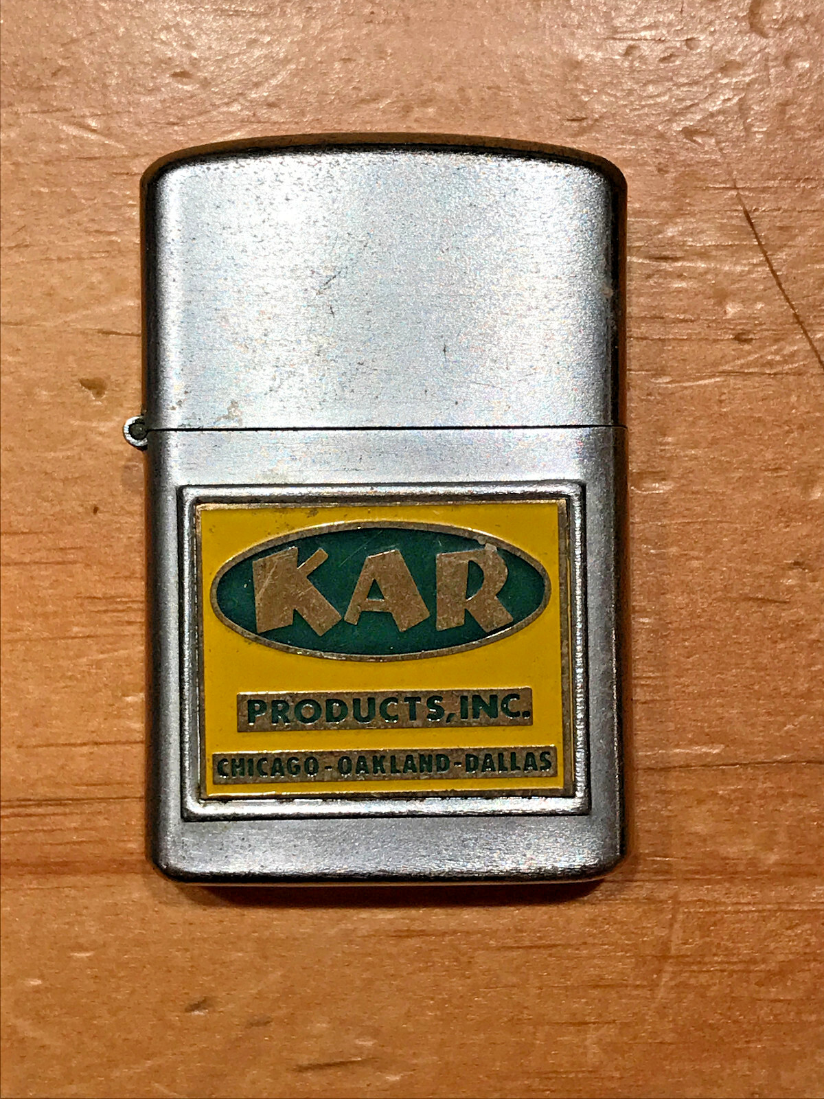 VINTAGE BRUSH CHROME KAR PRODUCTS INC. WELLINGTON LIGHTER MADE IN JAPAN