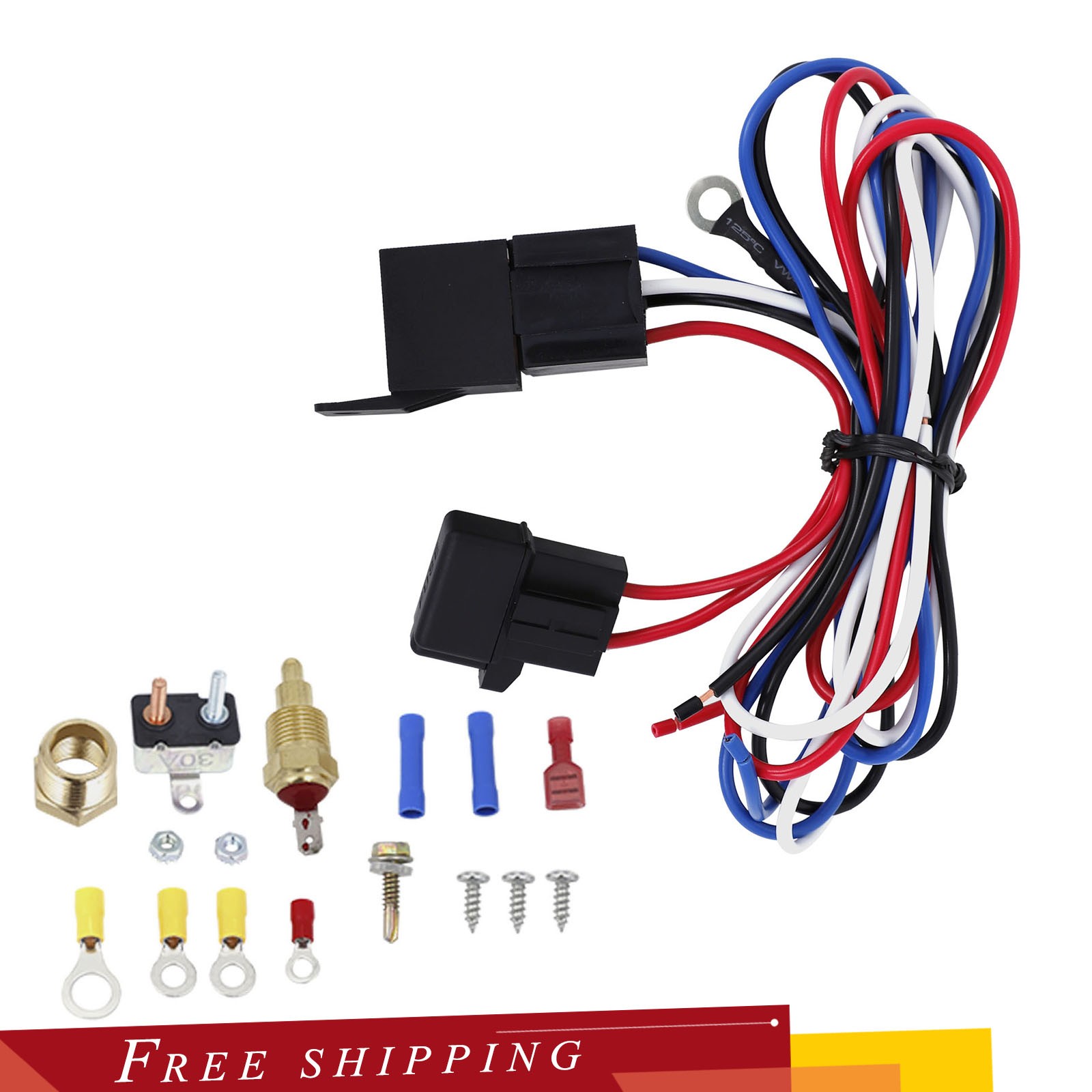 175-185'C Universal Electric Radiator Cooling Fan Switch Thermostat Relay Kit