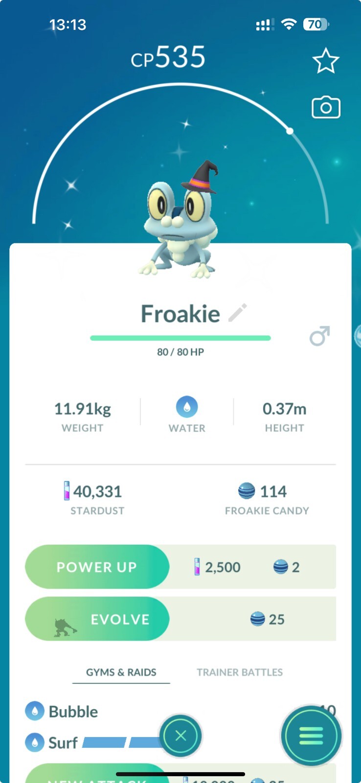 Shiny Froakie wearing a Halloween hat costume -MlNl P T C - Read Description