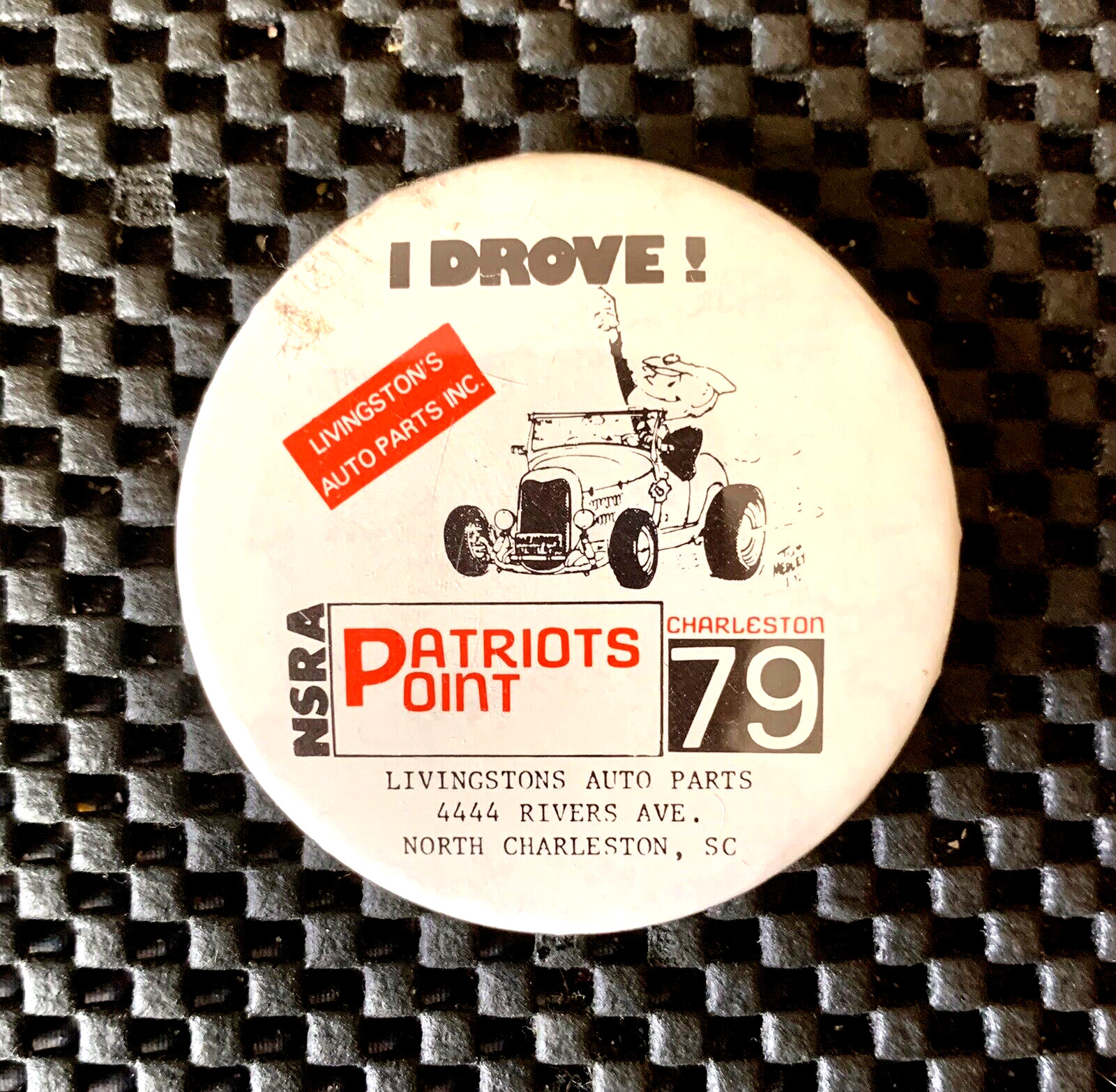 NSRA PATRIOTS POINT 1979 ROD RUN PINBACK BUTTON NATIONAL STREET ROD 2 1/4" NOS