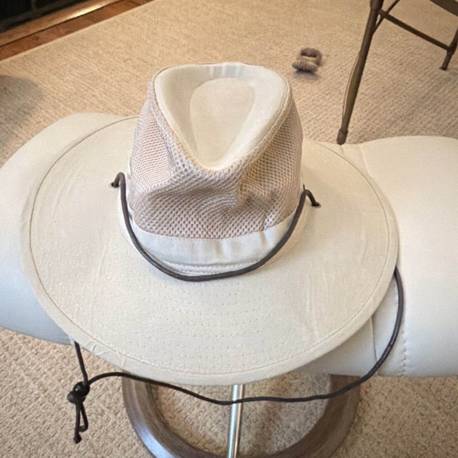 Coolibar Walkabout Wide Brim Vented Hat Waxed Cotton Beige Sun Protection