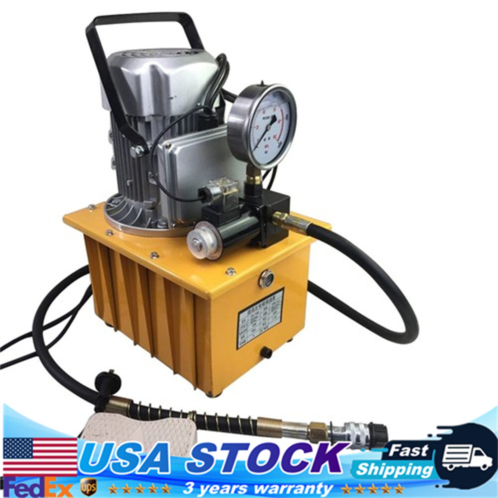 Electric Driven Hydraulic Pump Pedal Single Acting Solenoid Valve 110V 10000psi