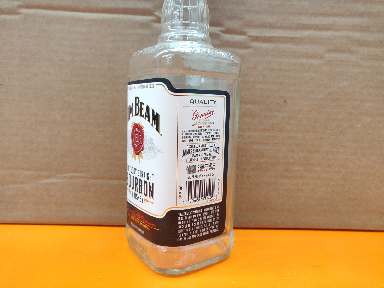 ⭐️⭐️⭐️⭐️⭐️ EMPTY 750mL Jim Beam Kentucky Straight Bourbon Whiskey Bottle