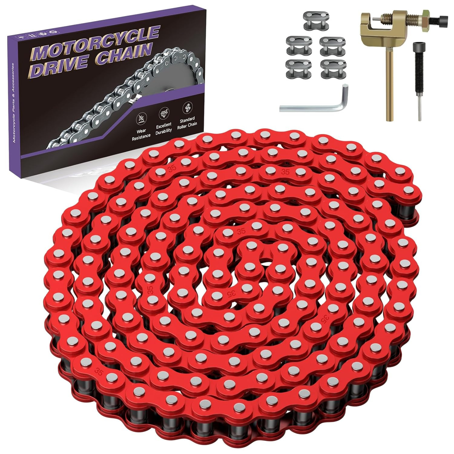 Red 35 Chain Compatible with Mini Bike Coleman CT100U CC100X Baja DB30 Motovox