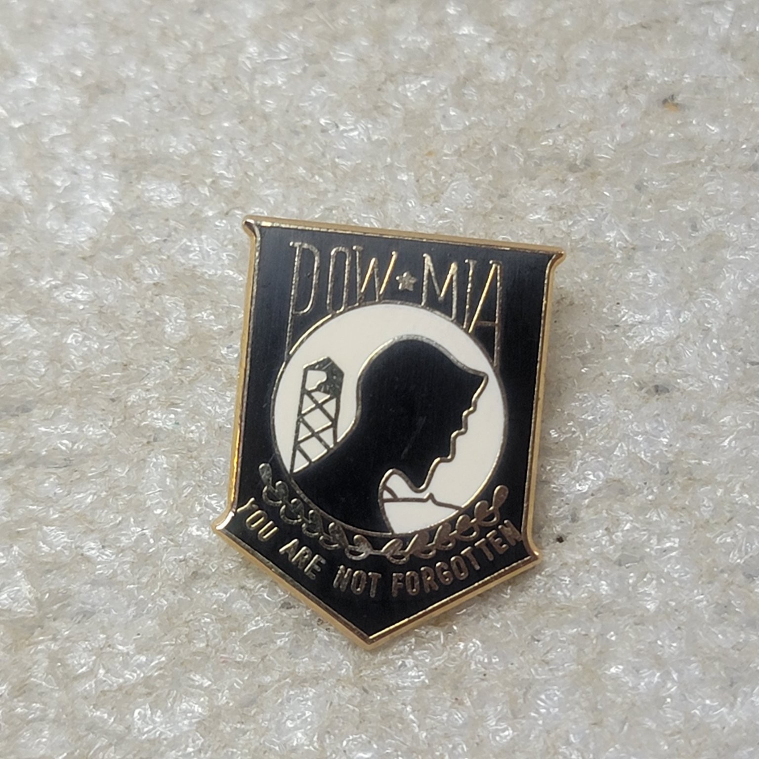 U.S. Army POW MIA Pin Gold Tone Enamel P12024