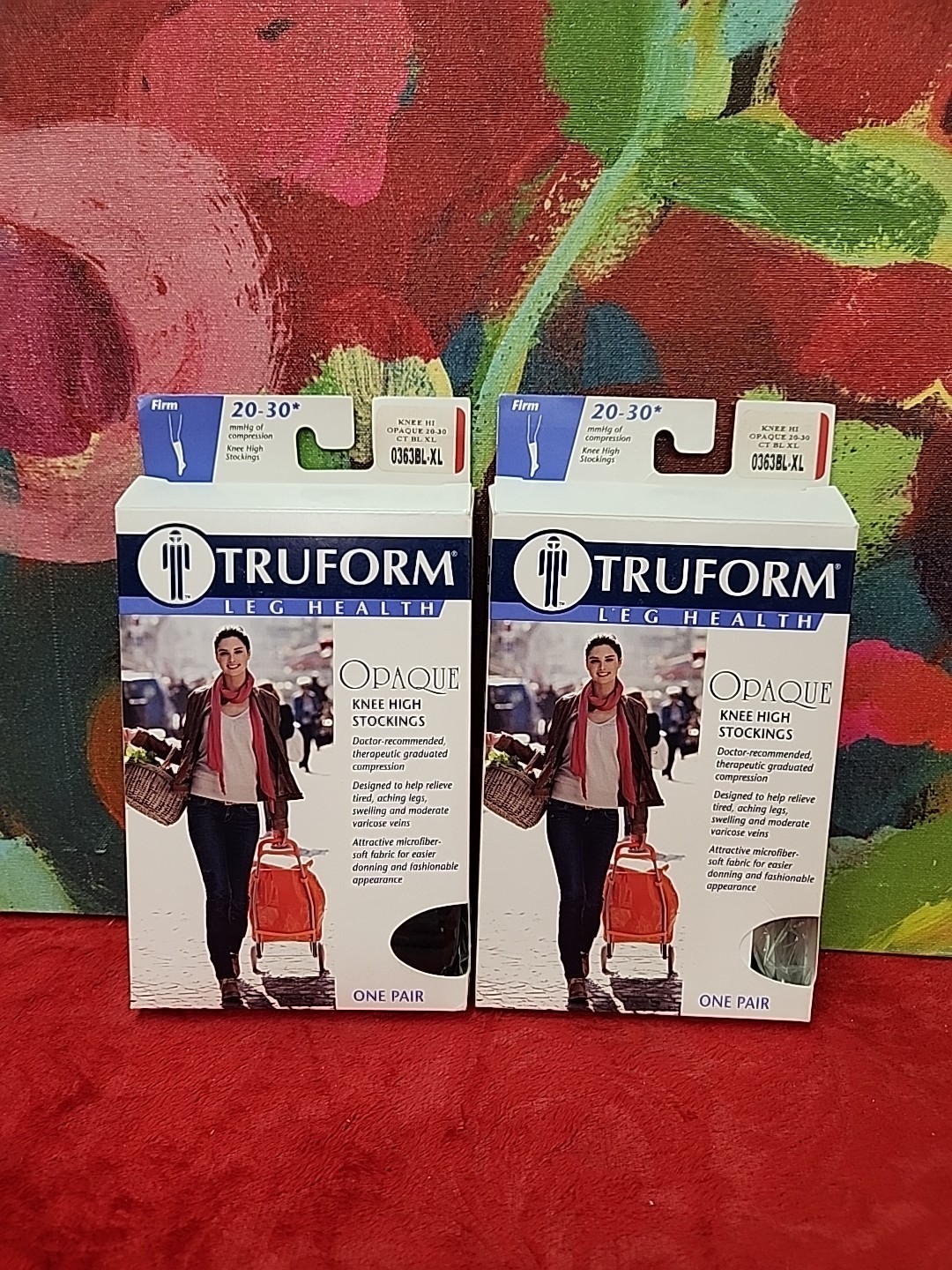 TRUFORM Opaque Lot 2Pr Knee Hi CT 20-30mmHg Stockings Black XL New In Box