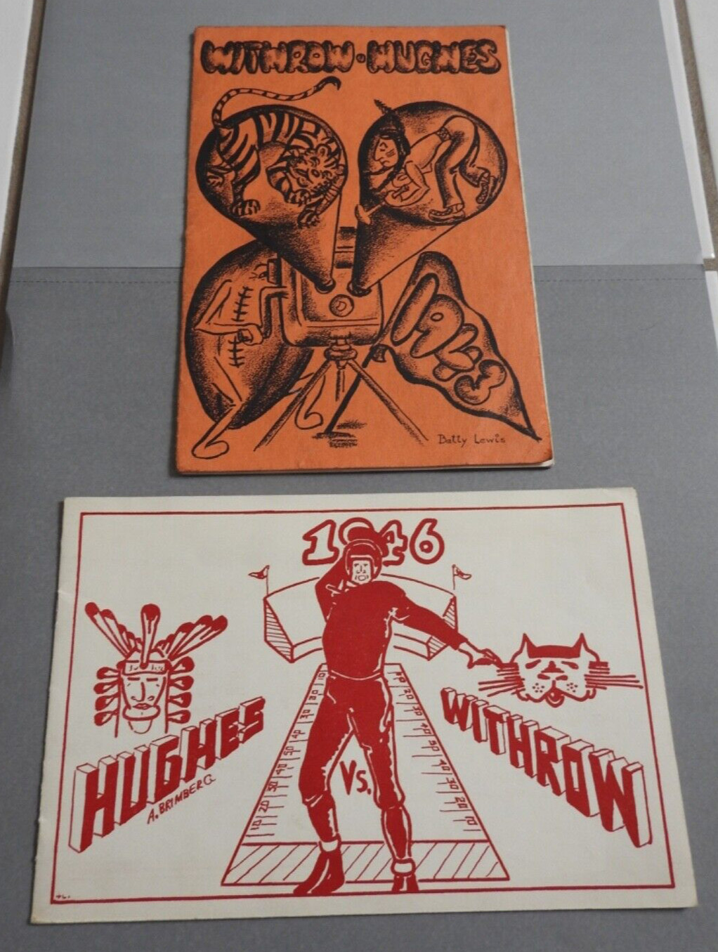 2 vintage WITHROW vs HUGHES football programs Cincinnati OHIO 1943 & 1946
