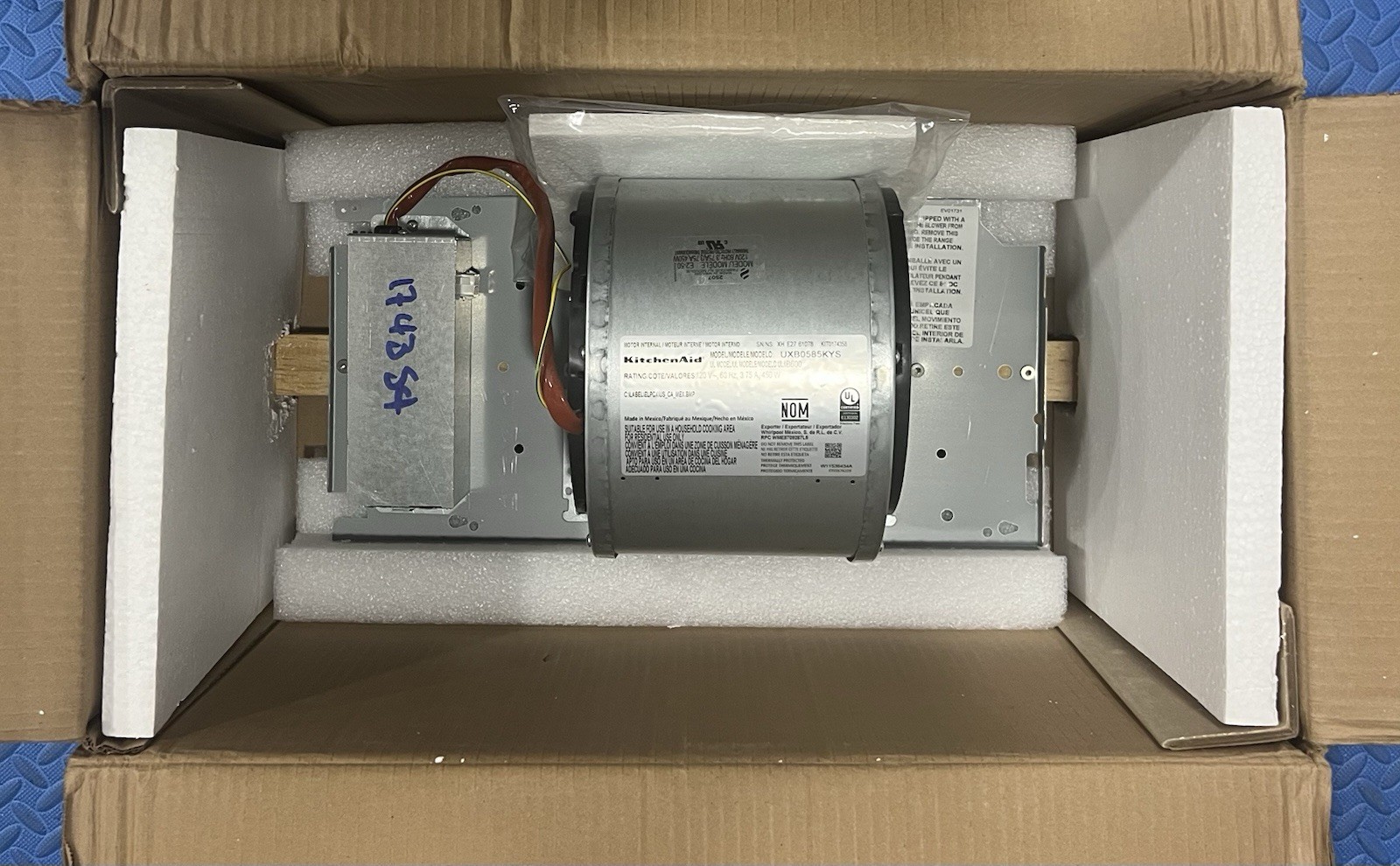 KITCHENAID/WHIRL.600cfm INTERNAL BLOWER #UXB0585KYS FOR HOOD VENTS,C-pics & desc