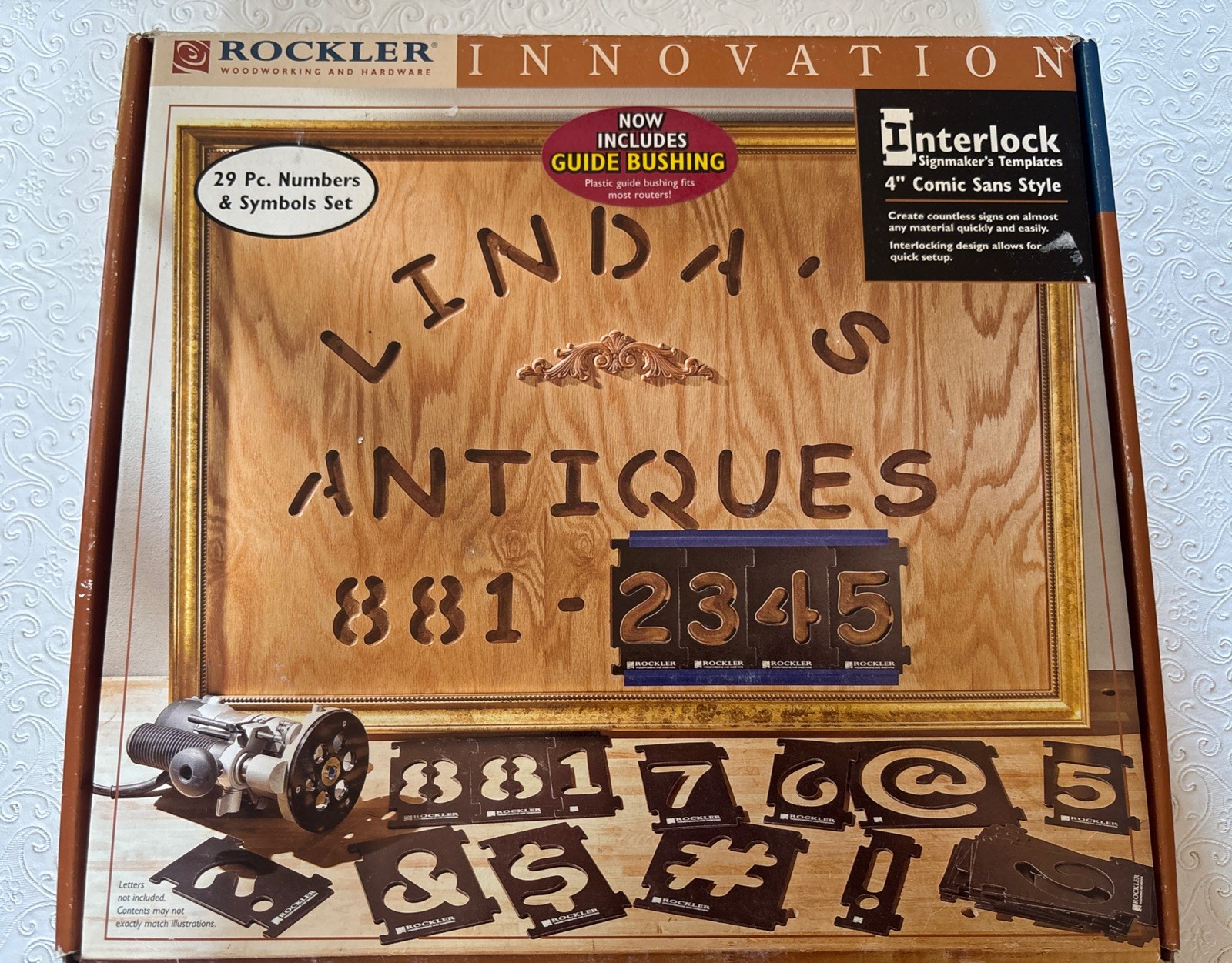 Rockler Router Numbers Template Set (4”) – Comic Sans Font – Interlocking 31093