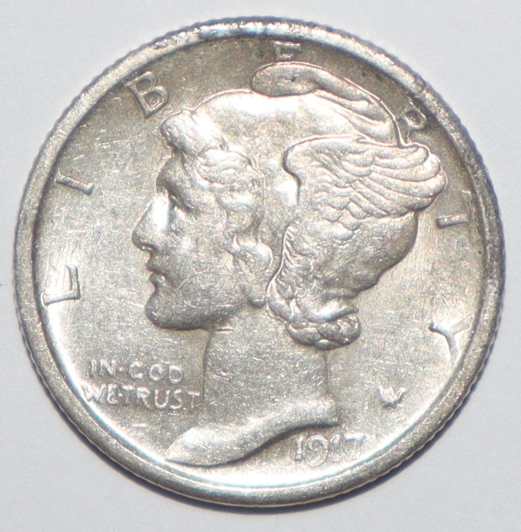 1917 Mercury Dime AU (L225)