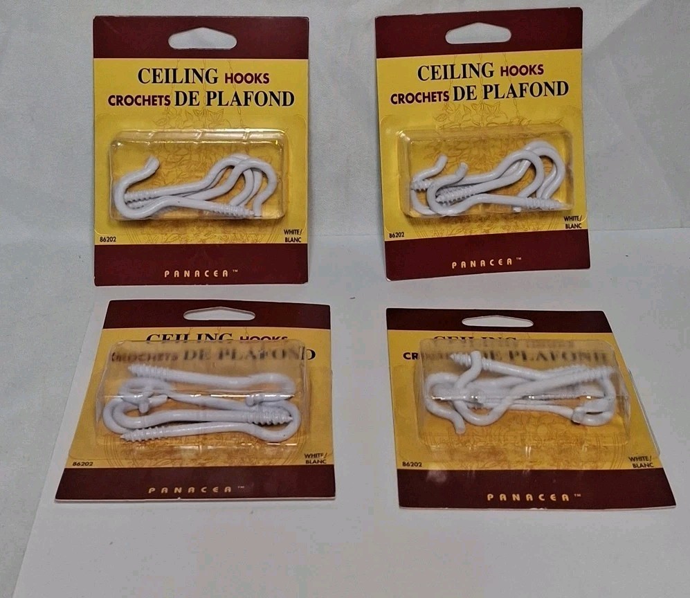 4 Packs, Panacea  Swag Hooks, Powder-coated Steel Ceiling, White ( 5 per pack)