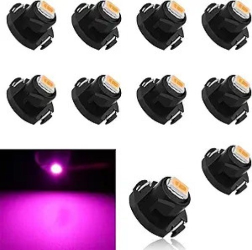 10PCS T4.2 LED Bulb Car Interior Lights, T4 Bulbs Dash Light 12V I Color: Pink