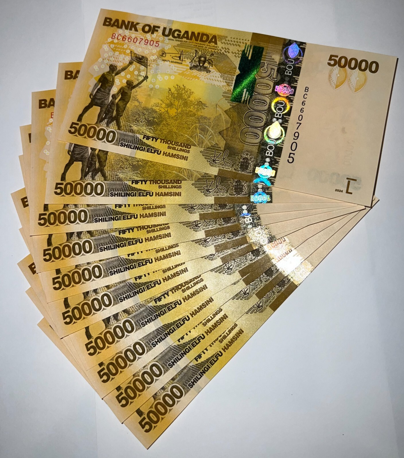 ONE MILLION UGANDA Shillings - NEW 2024 Banknotes, UNC - 20 x 50000 UGX Currency