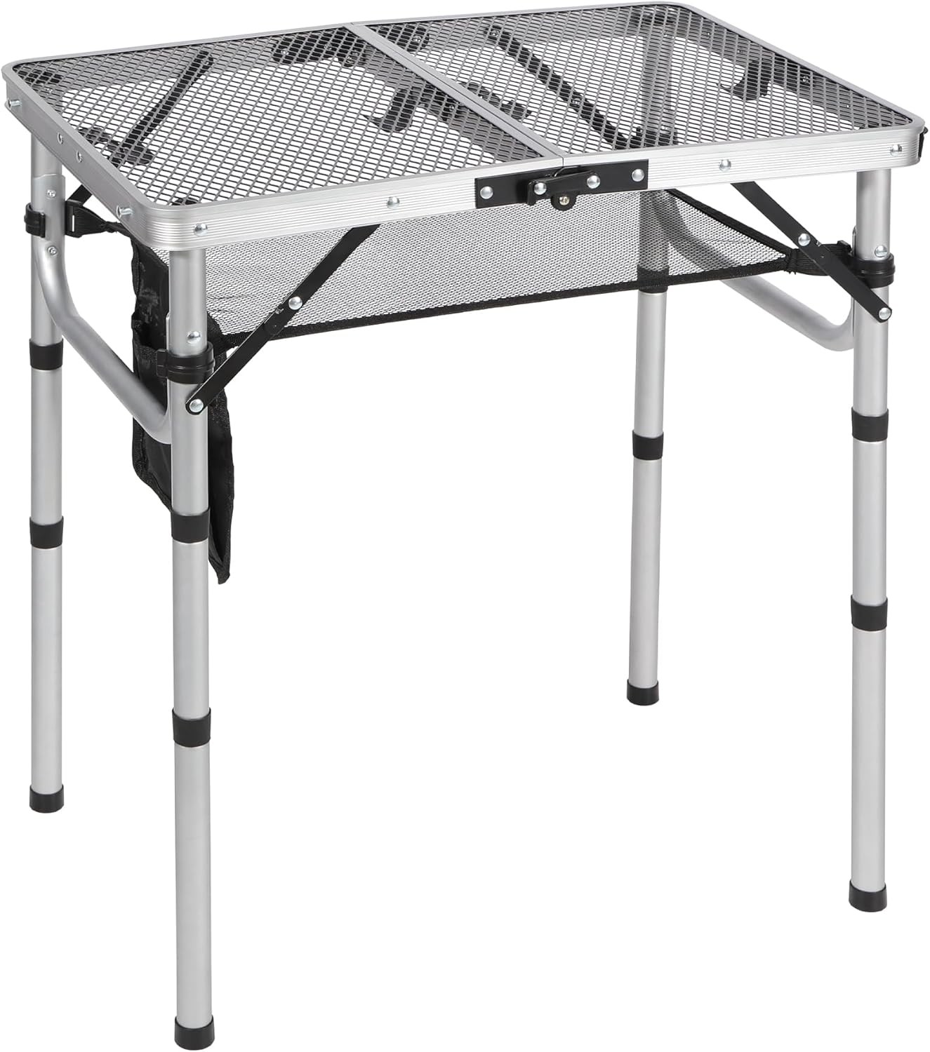 2FT Folding Grill Table Adjustable Portable Metal Camping BBQ Table w/ Mesh Top