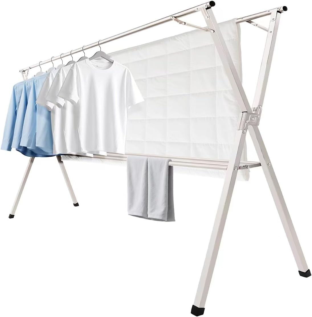 Foldable 95in clothes rack stainless steel adjustable outdoor