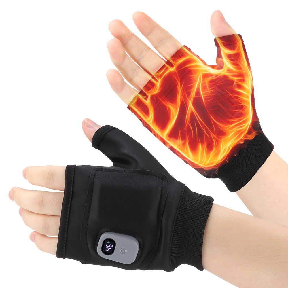 Rechargeable Electric Heated Fingerless Gloves 3 Heating Levels Hand Pain Relief