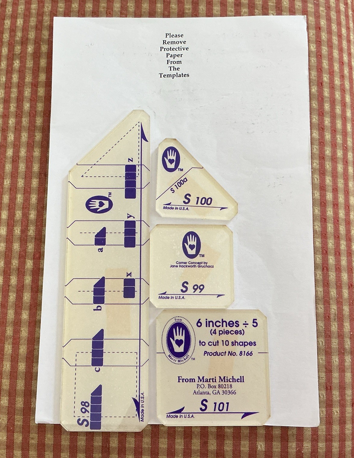 Marti Michell Perfect Patchwork Templates Set S The 6" Five-Patch Block Set 8166