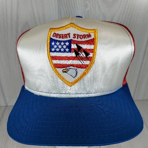 New Vintage Desert Storm Rayon Supersatin Snapback Cap Hat Made in USA