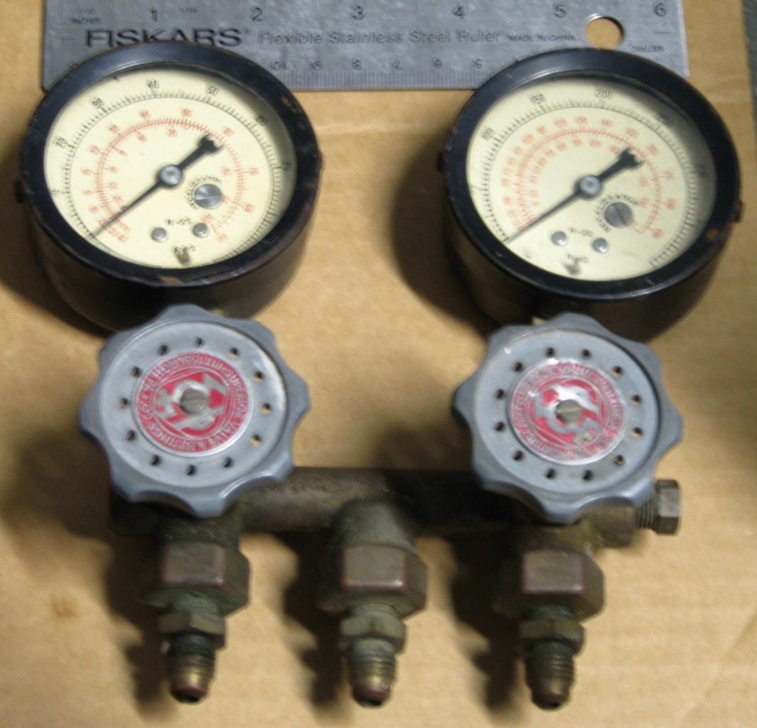 Vintage Complete Jas P Marsh Co R22/12 Superior Valve & Fittings Co. AC Gauges