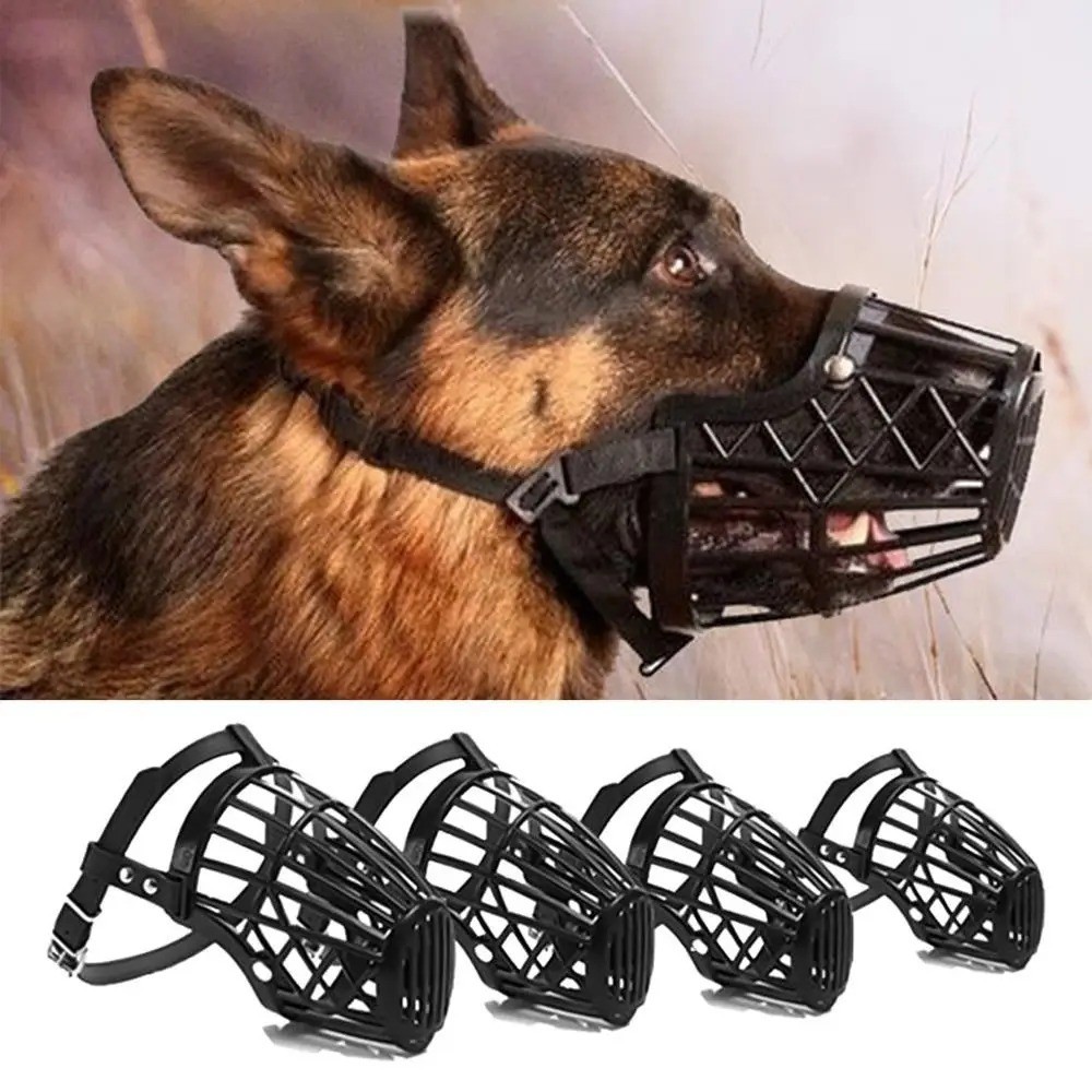 Large Pet Dog Basket Muzzle Mouth Cover Mesh Cage NoBarking Biting Chewing Black