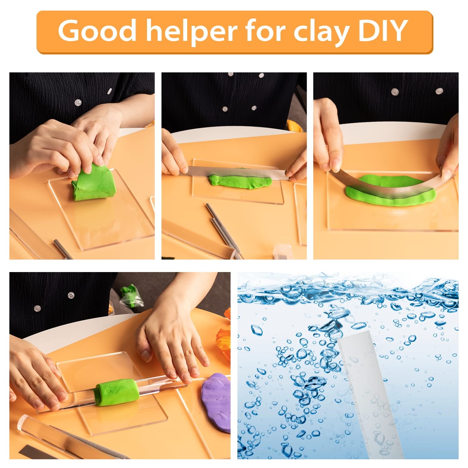 12Pcs Polymer Clay Cutter Tools Set, Acrylic Roller, Ceramic Cutters, Sculpting