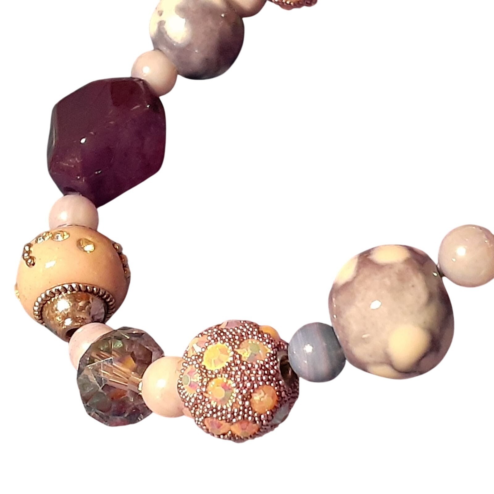 Handmade Bracelet fancy beads glass stone amethyst ceramic