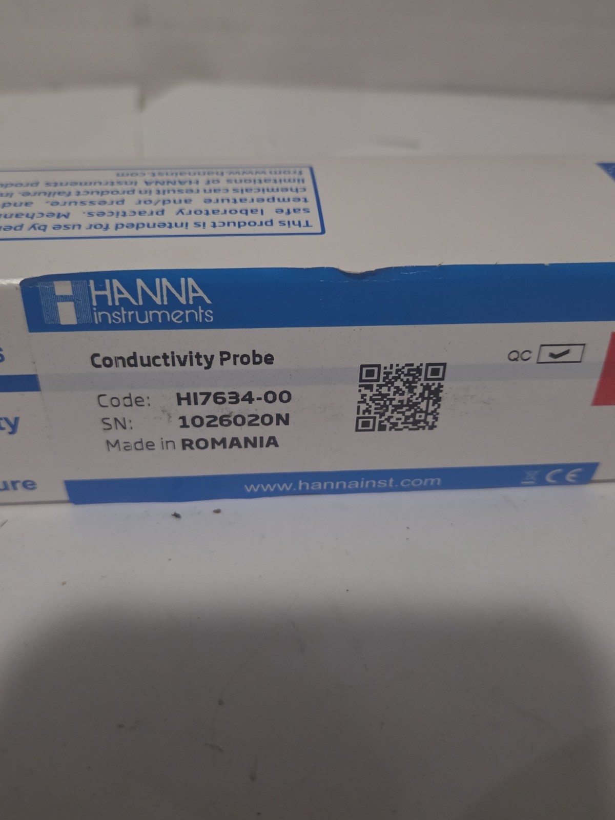 Hanna HI7634-00 EC TDS Conductivity Probe 2m Cable Low Range Controller