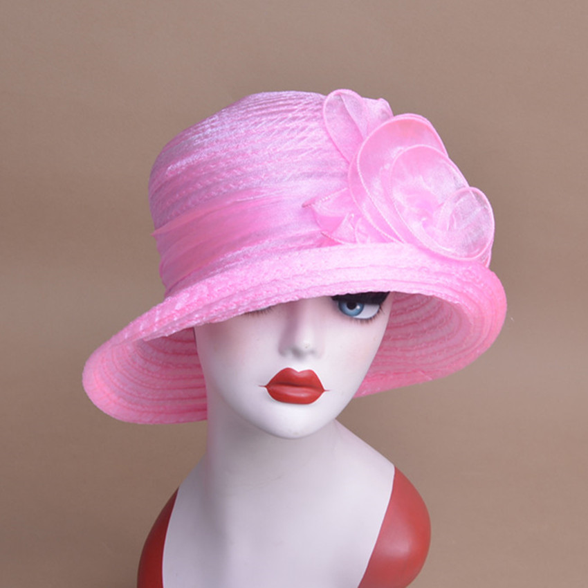 Womens Organza Bowler Bucket Cloche Kentucky Derby Church Sun Beach Hat A267