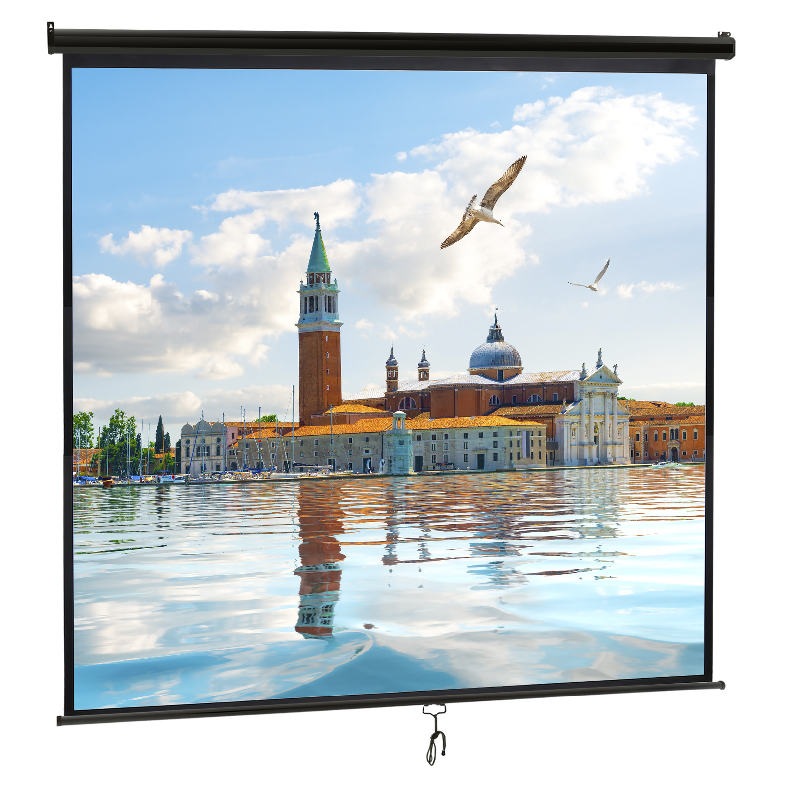 120" 1:1HD Diagonal Dimension Pull Down Projection Screen HD Movie Theater Black