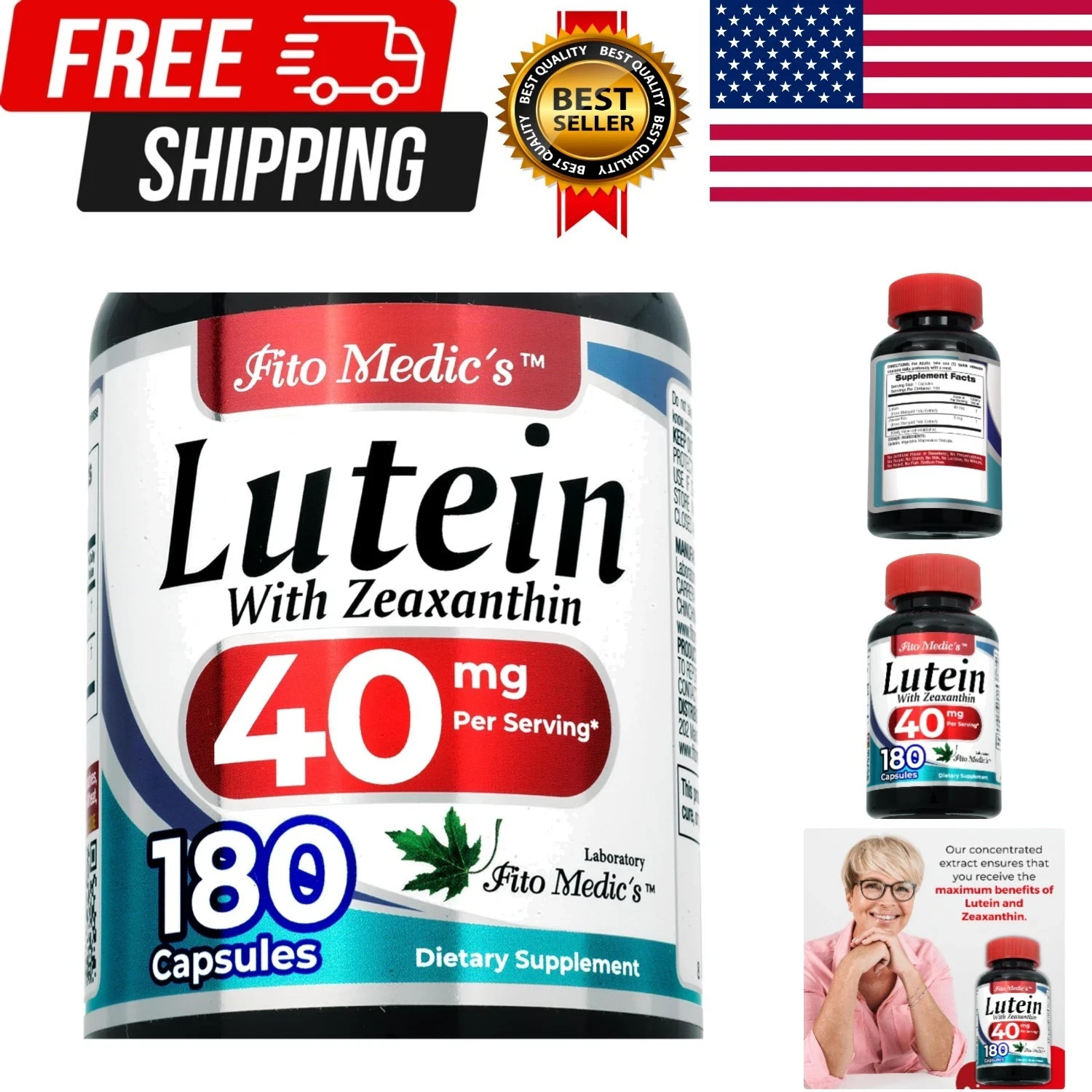 Lab | Lutein |180 Capsules |40 Mg| Lutein 40Mg | Lutein and Zeaxanthin Supplemen