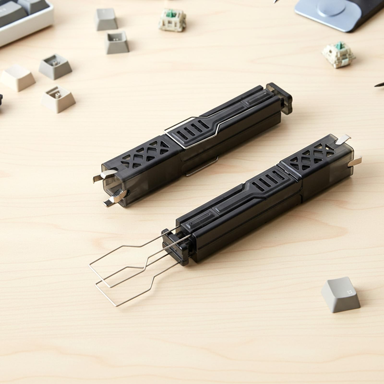 2in1 Switch Puller Keycap Puller, Translucent Stainless Steel Key Removal Too...