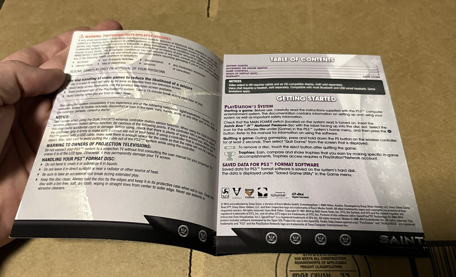 PS3 Saints Row IV National Treasure Edition Instruction Manual Only *Authentic*