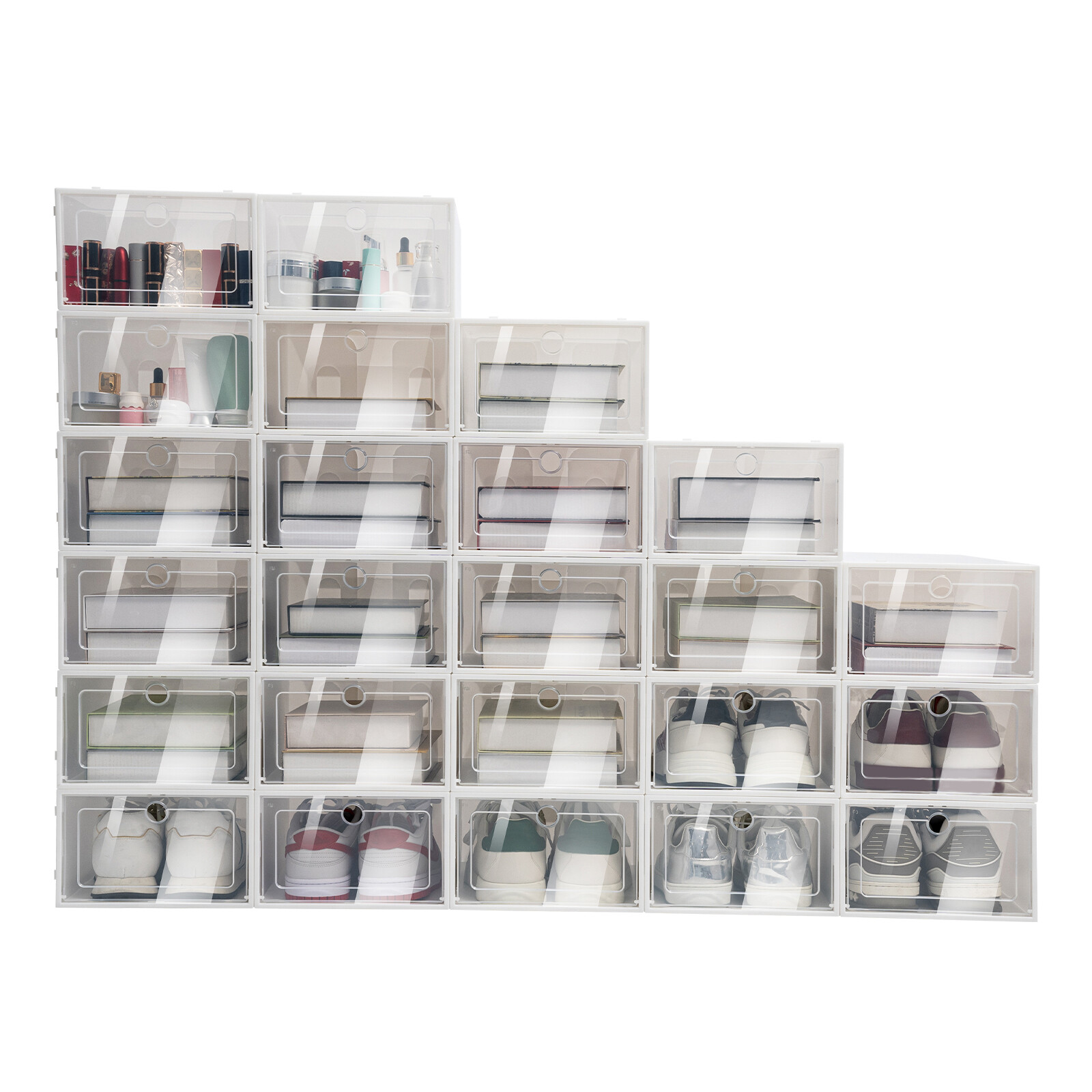 24 Pcs Foldable Shoe Storage Box Case Sneaker Container Stackable Organizer USA