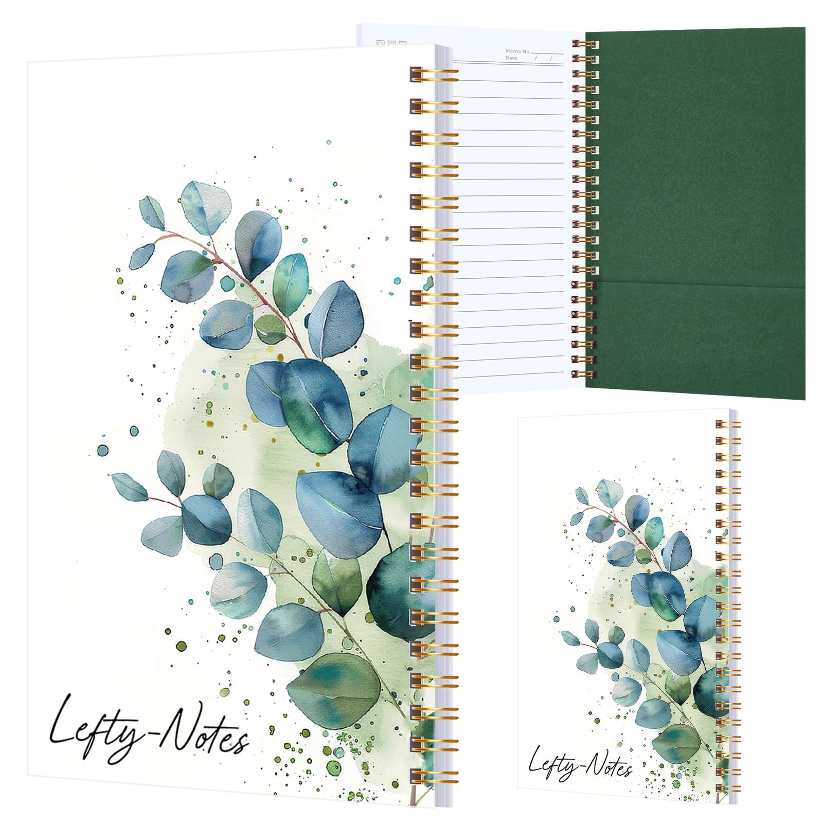 Lewtemi 1 Pcs 8"x5" Small Left Handed Notebook Hardcover Lefty Green