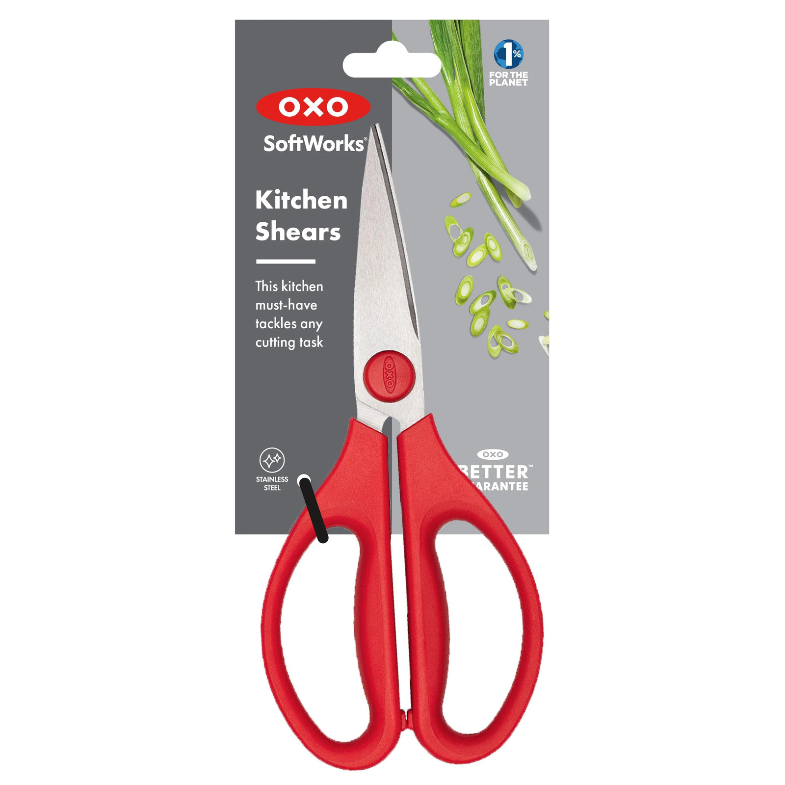 OXO SoftWorks Stainless Steel Kitchen Shears, 1 Count, Red