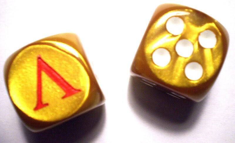 Custom D6 Dice Pair - SPARTA - LAMBDA - GREECE