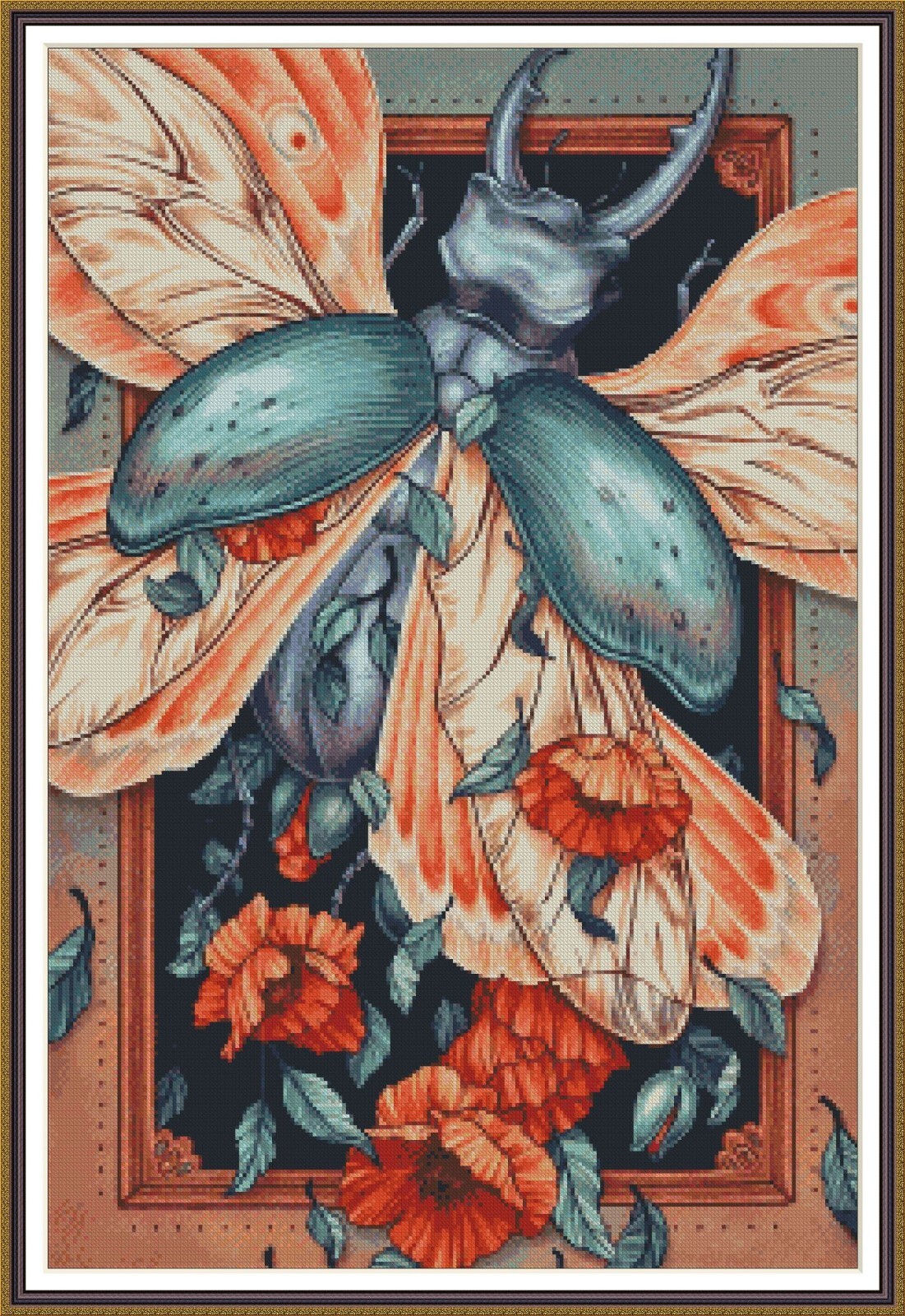 Scarab Beetle 617 Chart Counted Cross Stitch Pattern Needlework