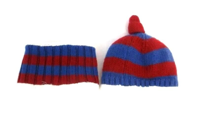 GZ Boy's Red Blue Fleece-Lined Cap & Neck Wrap - Baseball Theme Accessories