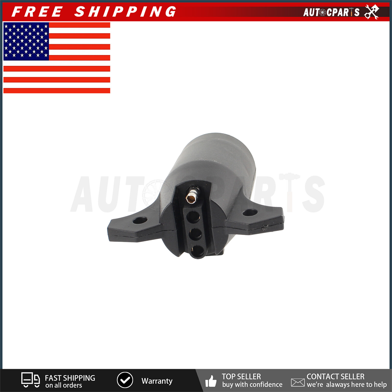 NEW 7 Way Round to 4 Pin Flat Trailer Connector Plug Light Adapter Plug Boat Rv